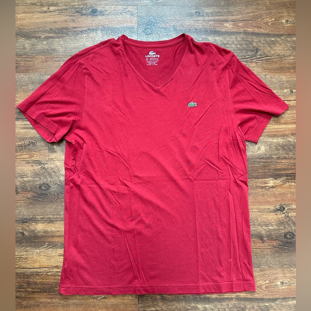 Men's Lacoste Red Vneck Shirt